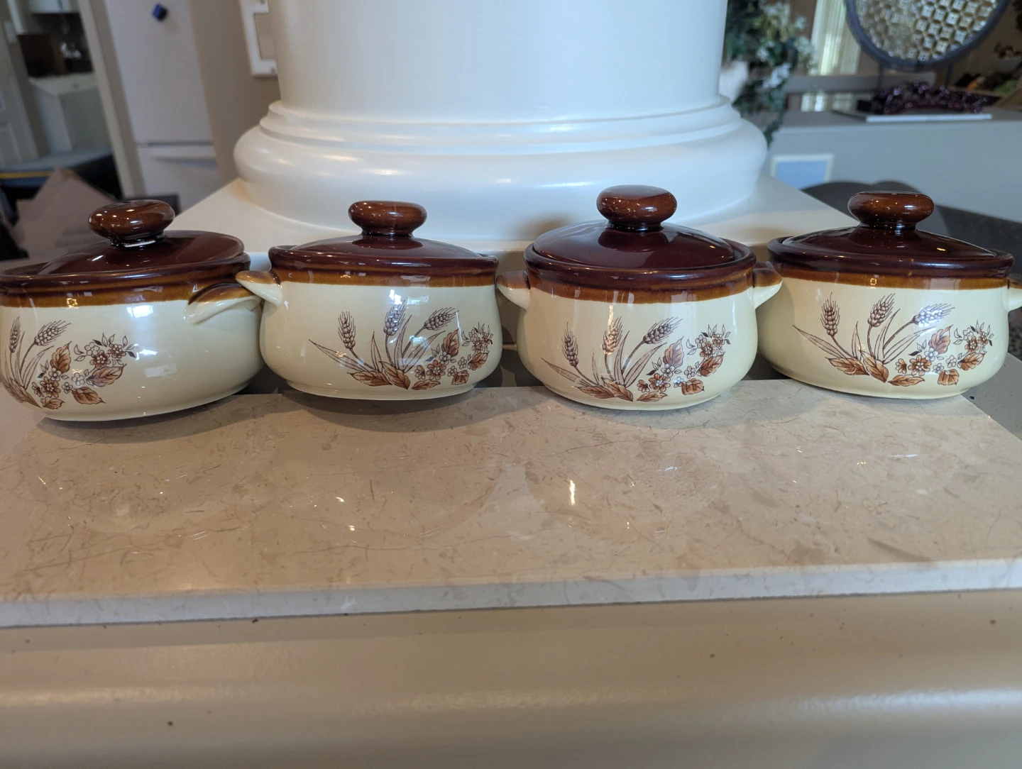 Set of 4 Ceramic Ramekins with Lids - Made in Japan