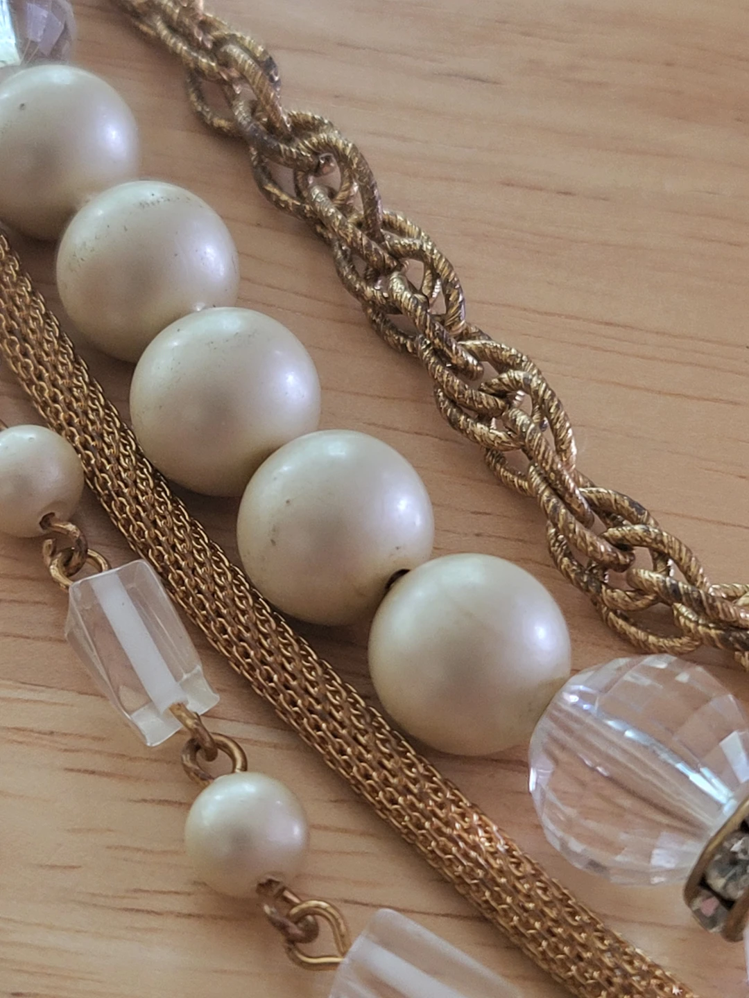 Layered Vintage Faux Pearl and Crystal Necklace - photo 2