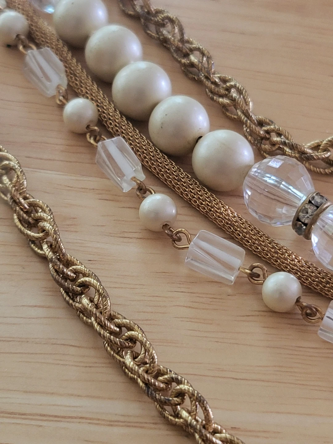 Layered Vintage Faux Pearl and Crystal Necklace - photo 3