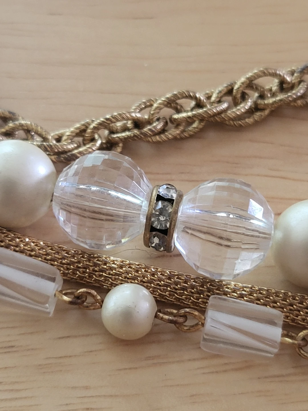 Layered Vintage Faux Pearl and Crystal Necklace - photo 5