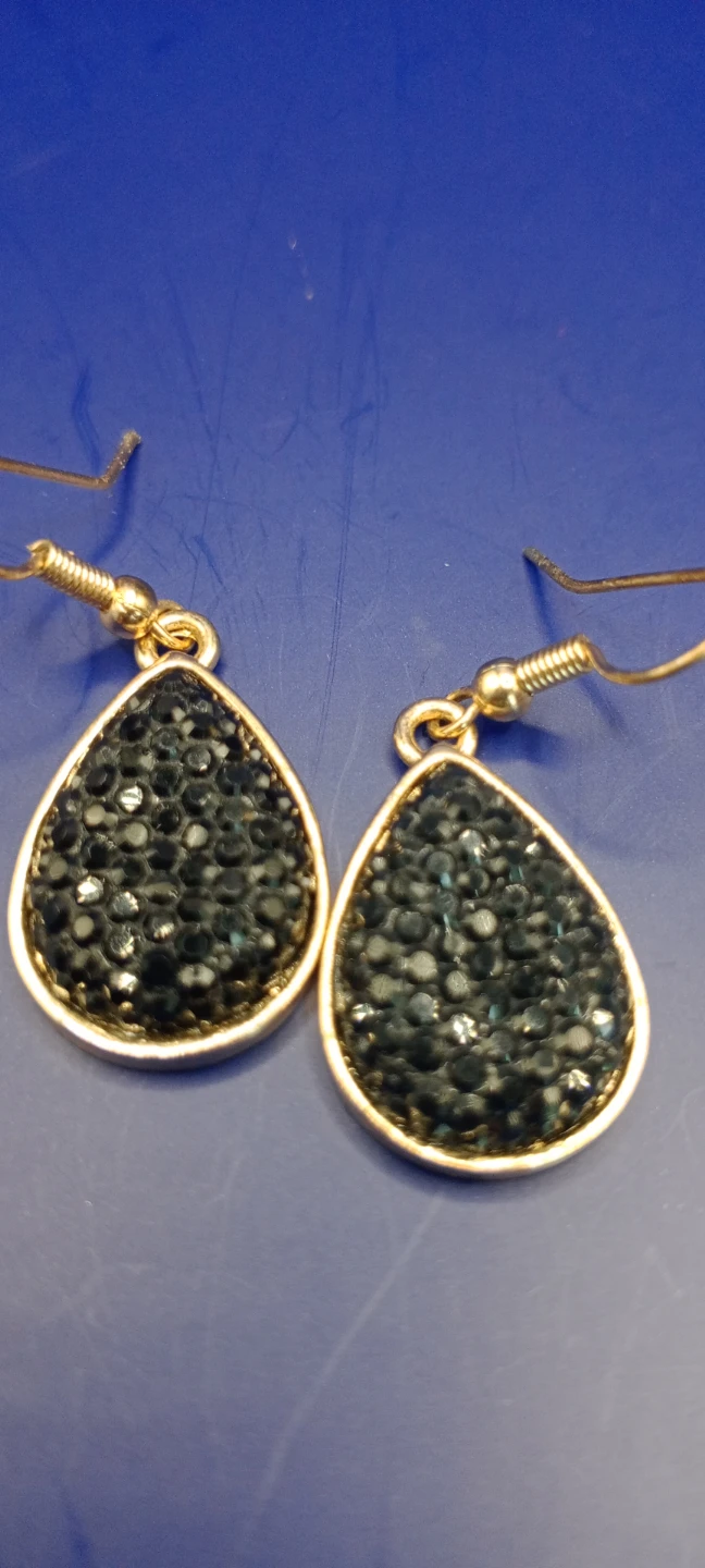 Teardrop Black Rhinestone Earrings - photo 2
