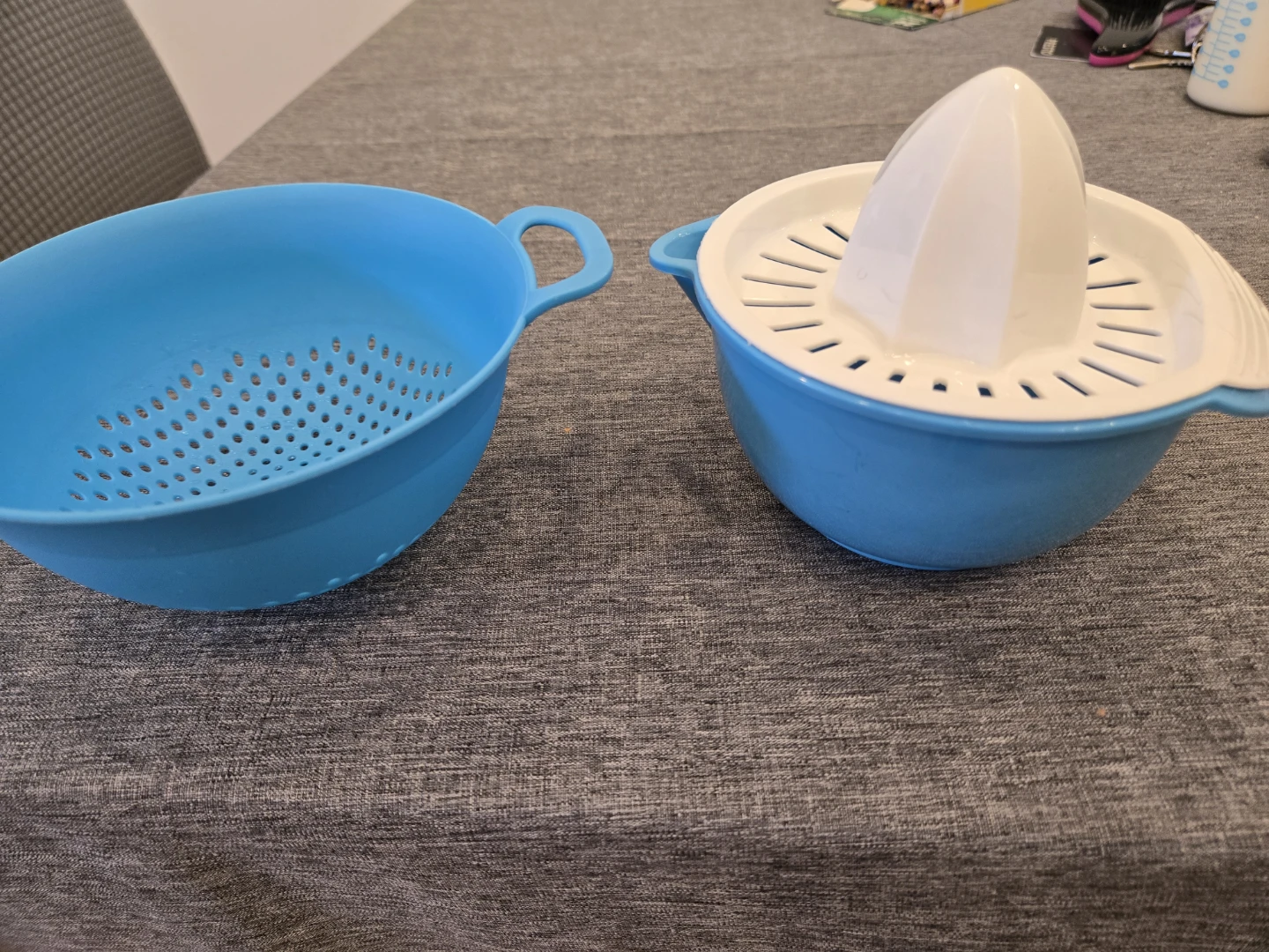Blue Colander and Citrus Juicer Set