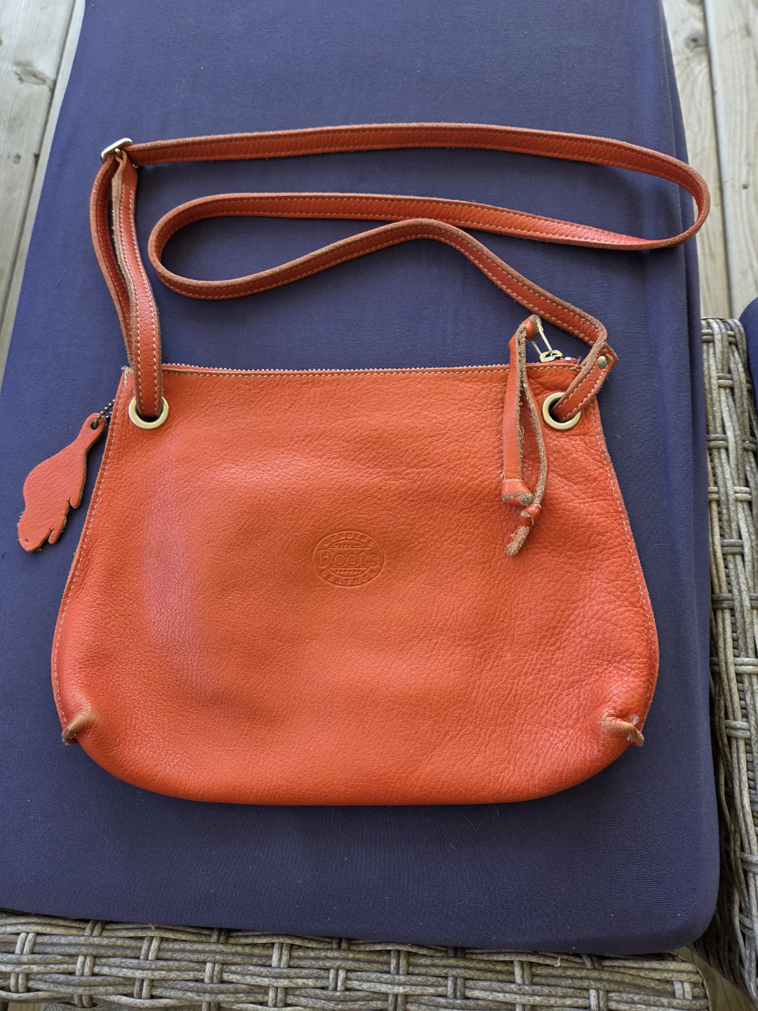 Roots Leather Crossbody Bag - Orange