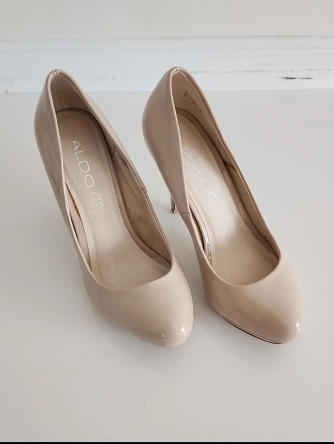 ALDO Beige Patent Leather Heels