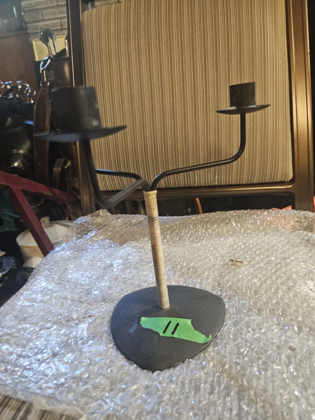 Black Metal 3-Candle Candelabra - photo 2
