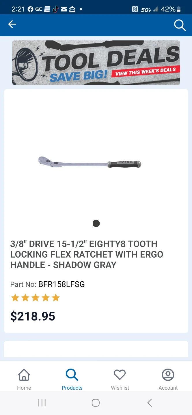 Matco Tools 3/8" Drive 15-1/2" Locking Flex Ratchet