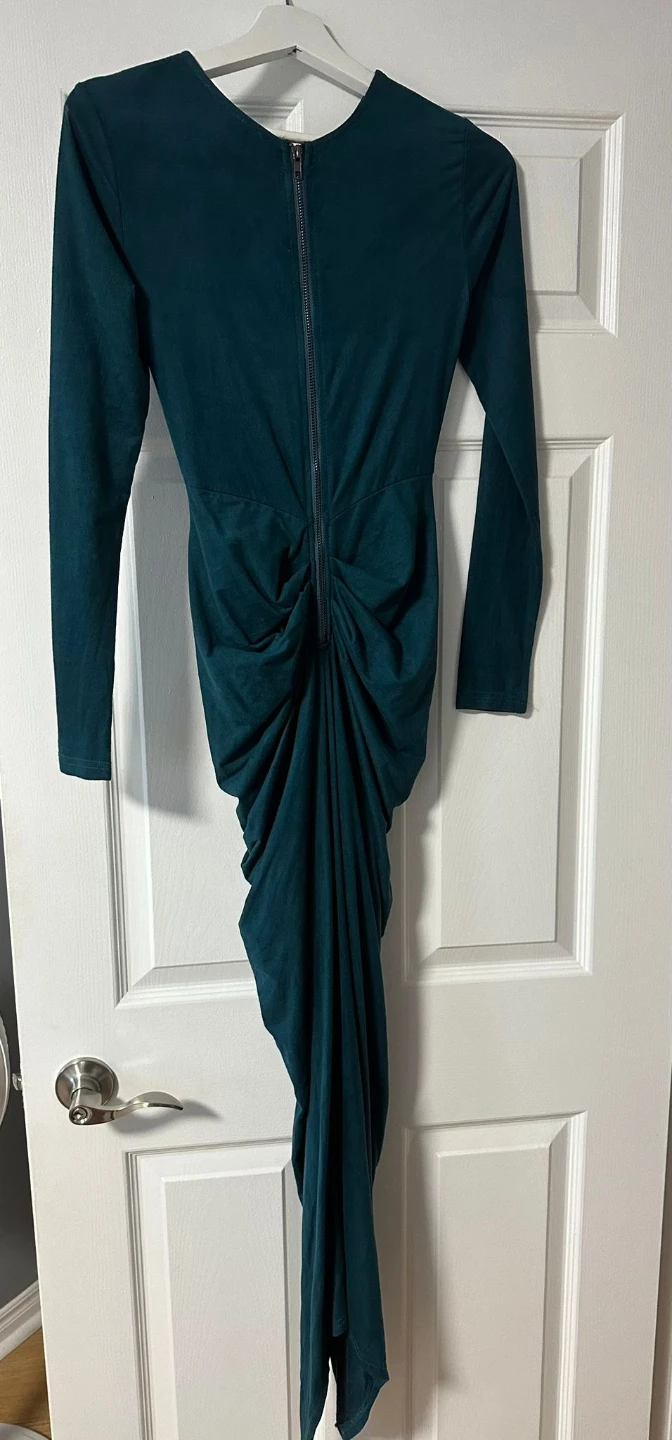 Teal Ruched Long Sleeve Dress - small - photo 2