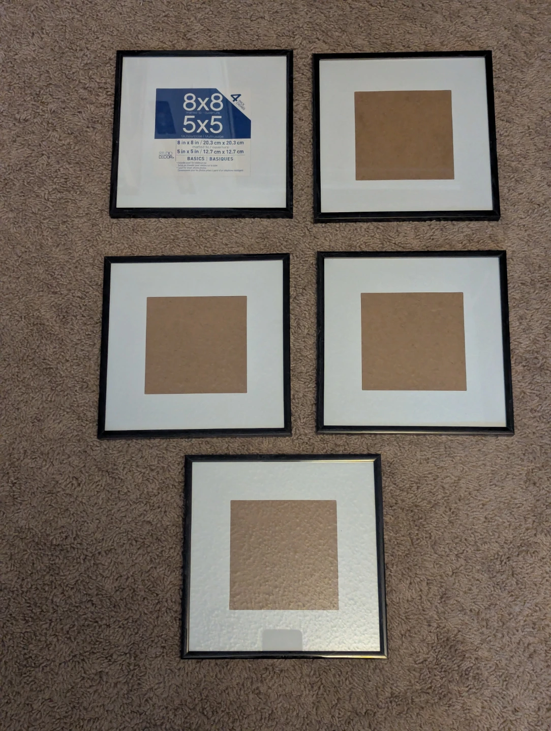 Studio Decor 8" x 8" Frames 5pc. NWT