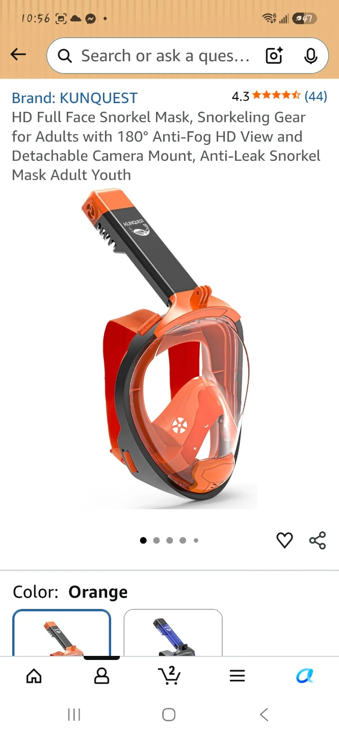 Full Face Snorkel Mask - Orange ⚽