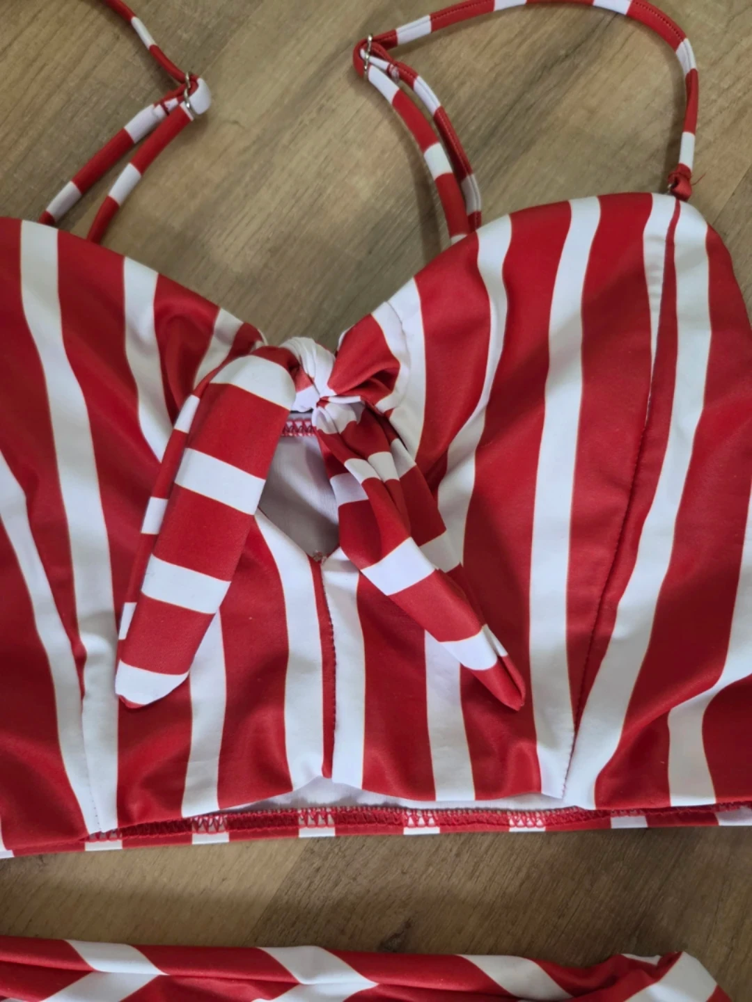 Red and White Striped Bikini Set - photo 2