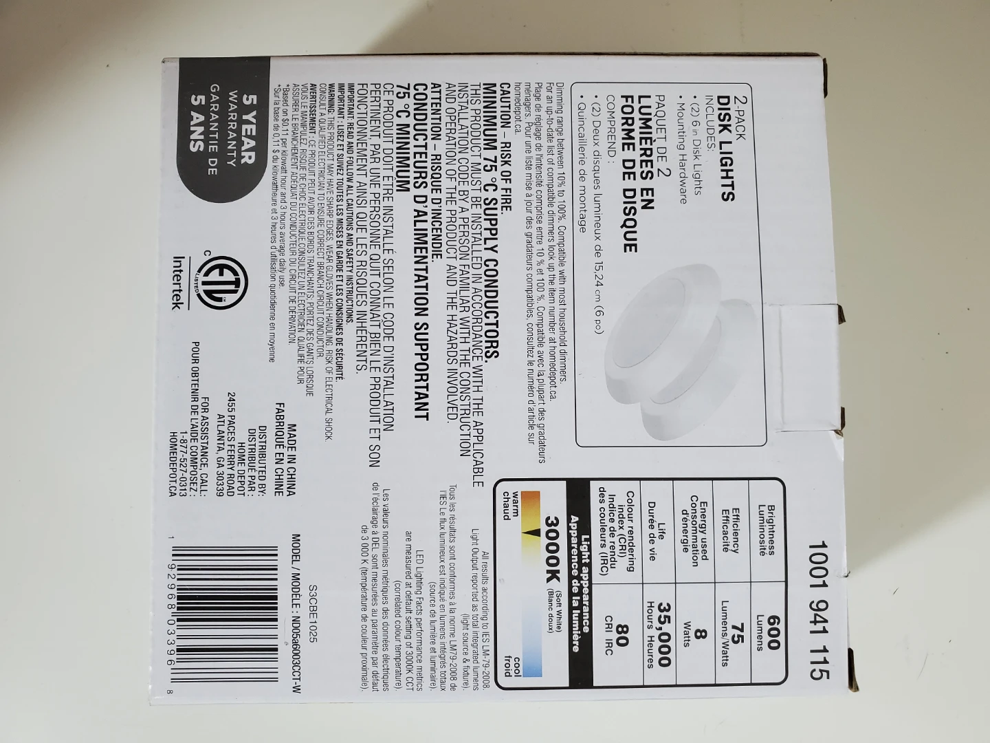 2-pack White 6" Disk Lights LED - photo 2