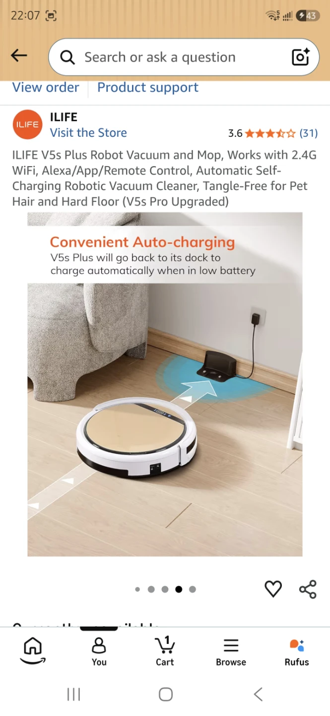 ILIFE V5s Plus Robot Vacuum and Mop
