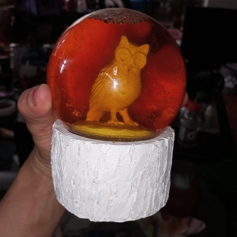 Vintage Owl musical snow globe