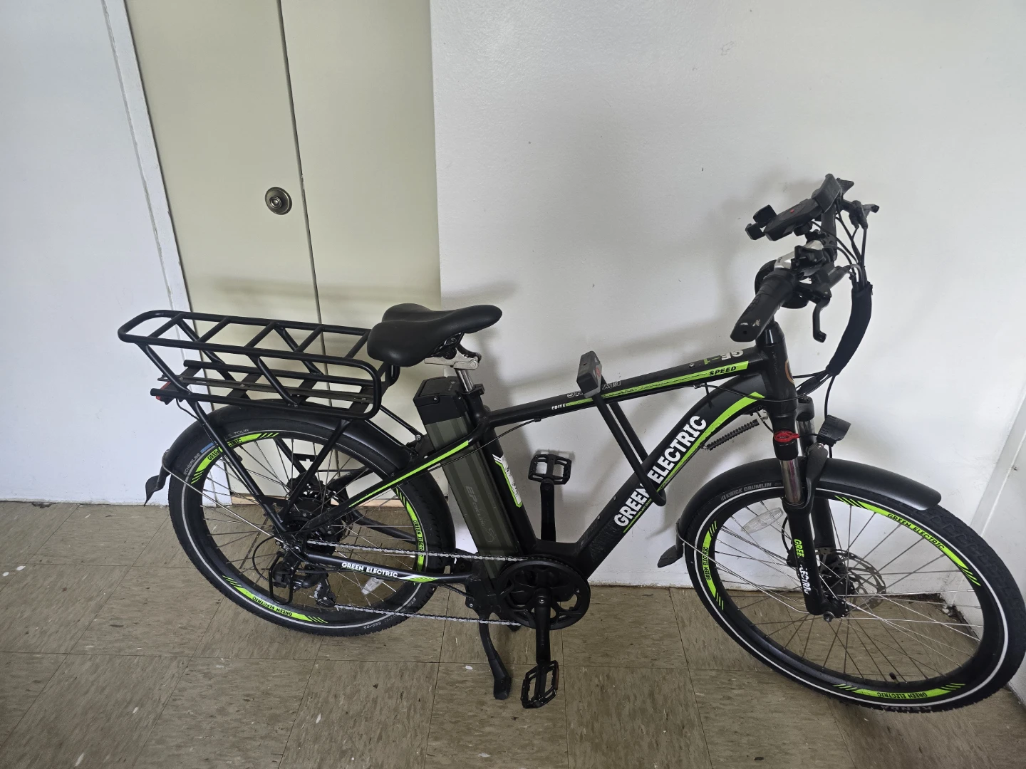 Green Electric E-Bike with Rack - photo 2