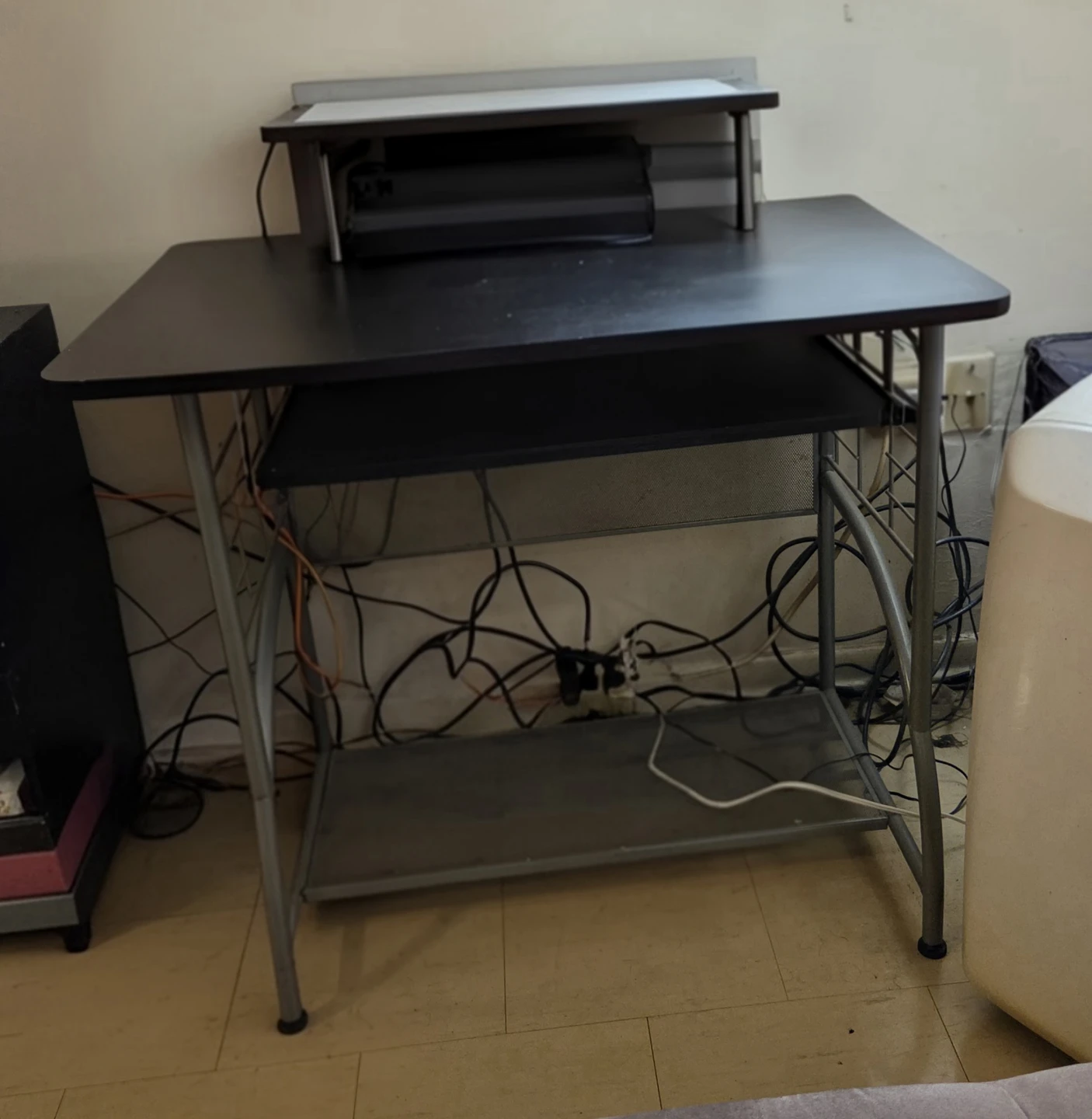 Black Computer Desk with Keyboard Tray
