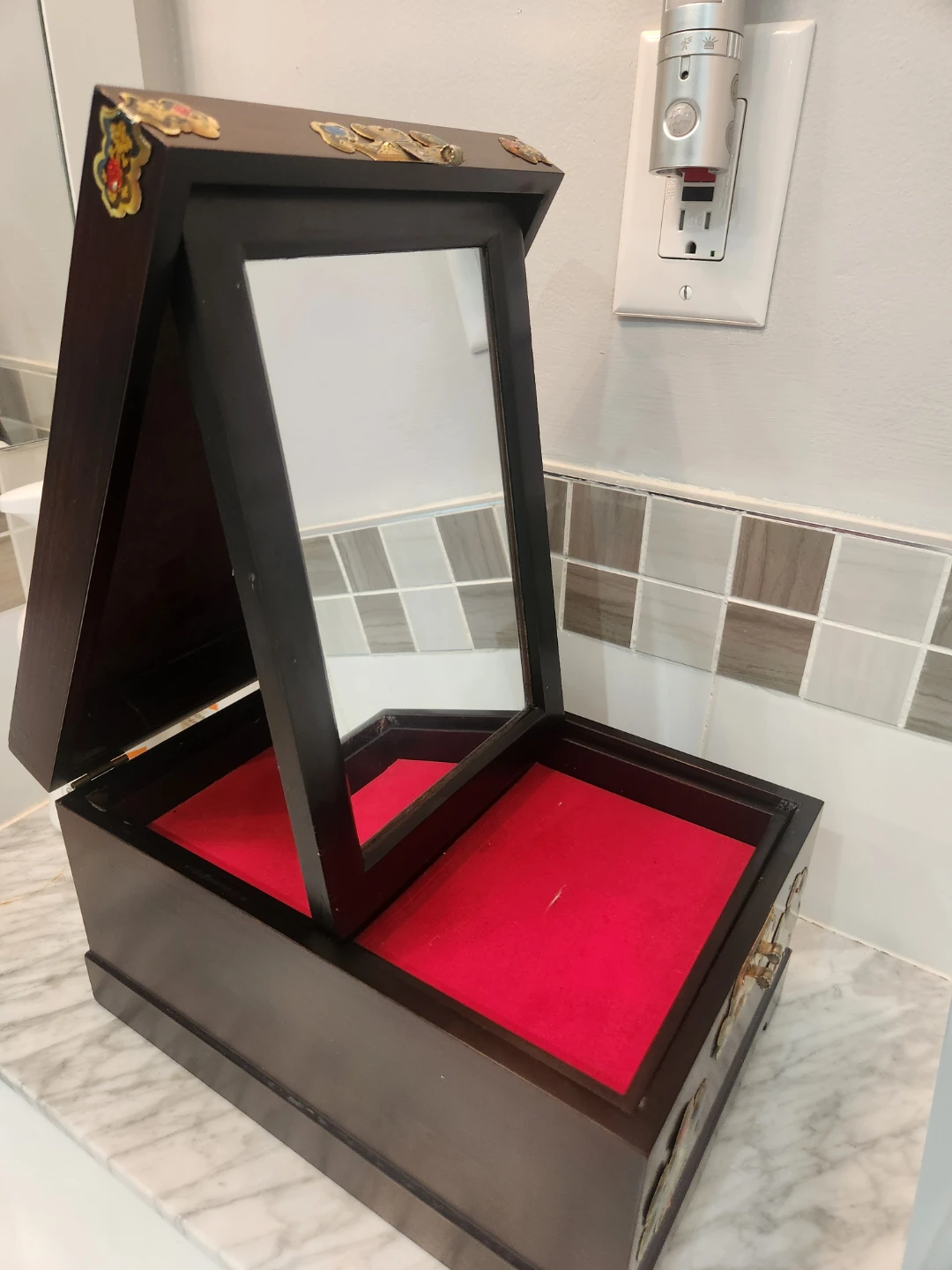 Korean Traditional Jewelry Box with Mirror Antique  Vanity Box