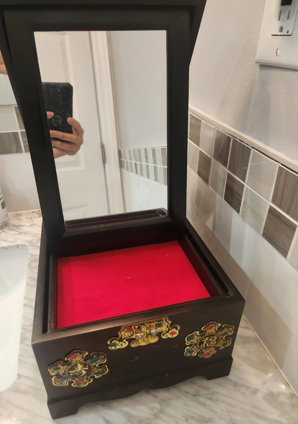 Korean Traditional Jewelry Box with Mirror Antique  Vanity Box - photo 5