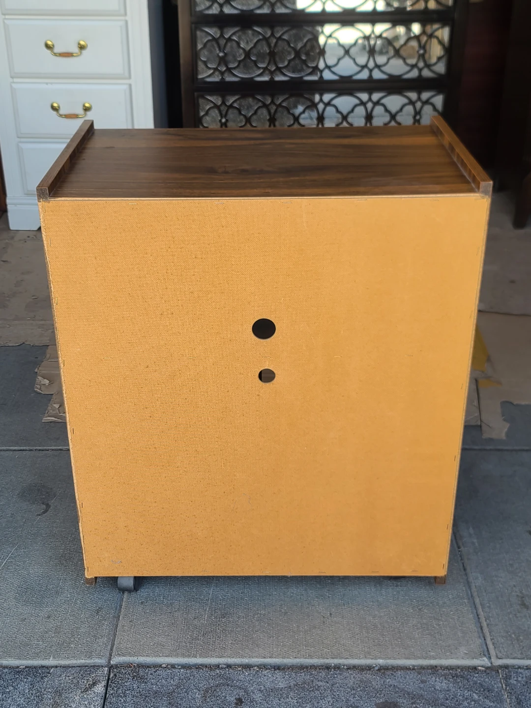 Wooden Side Table with Cabinet and Shelf - photo 5