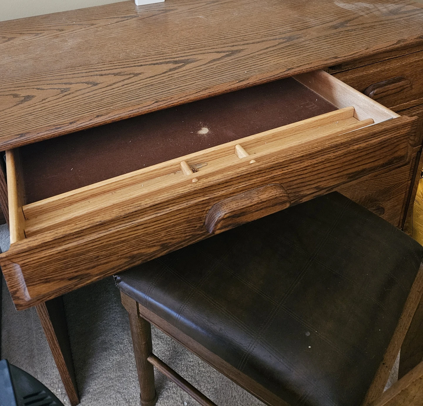 Wooden Desk with Filing Cabinet - photo 2