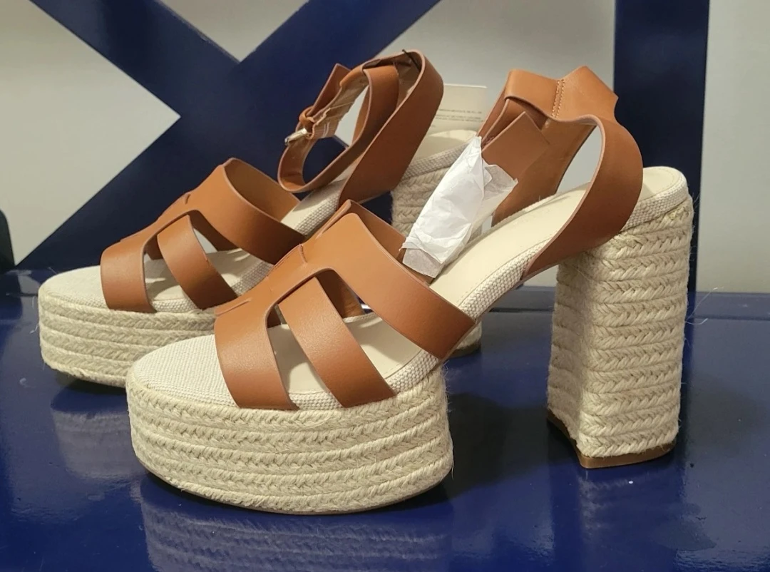 Women's Brown Platform Espadrille Heels ⚽ - photo 3