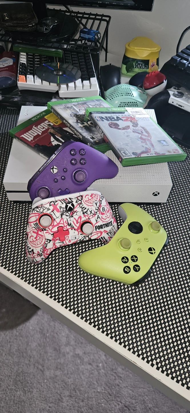 Xbox Console with 3 Controllers and Games