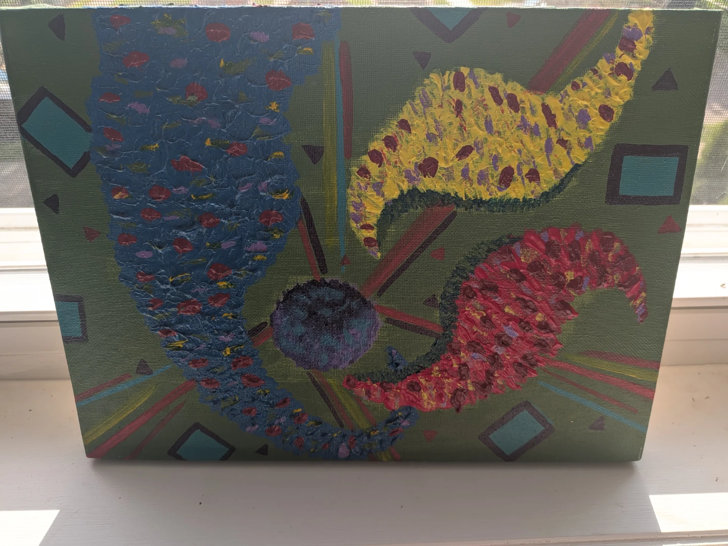 Set of 3 Abstract Canvas Paintings - photo 4