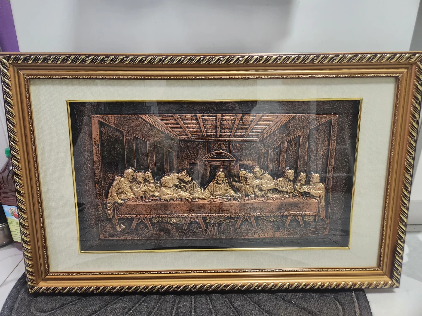 Framed "The Last Supper" Relief Art
