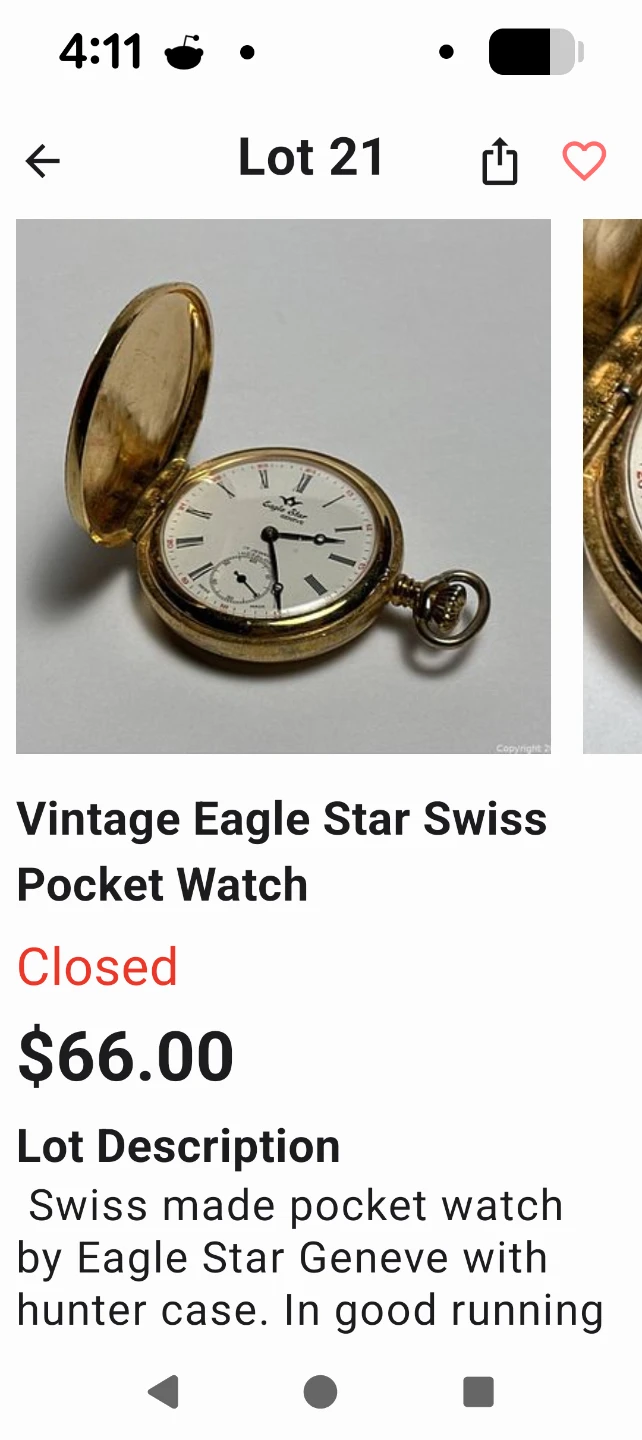 Eagle Star GENEVE Quartz Pocket Watch ⚽ - photo 5