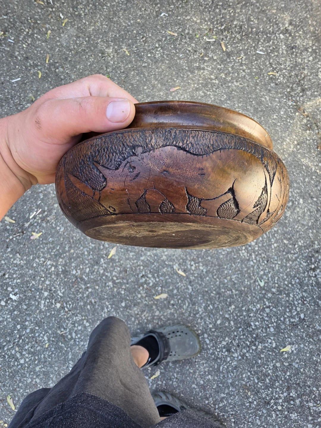 Hand Carved Wooden Bowl with Animal Design - photo 5