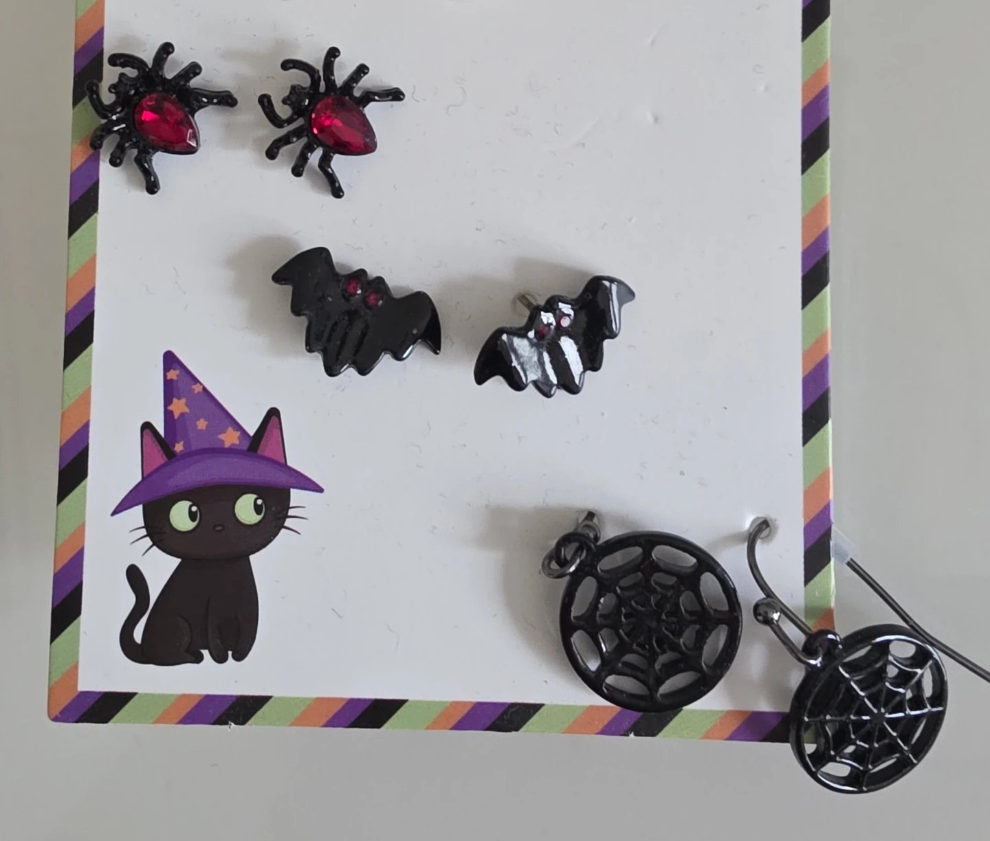 Halloween Spider Bat Cat Earrings Set