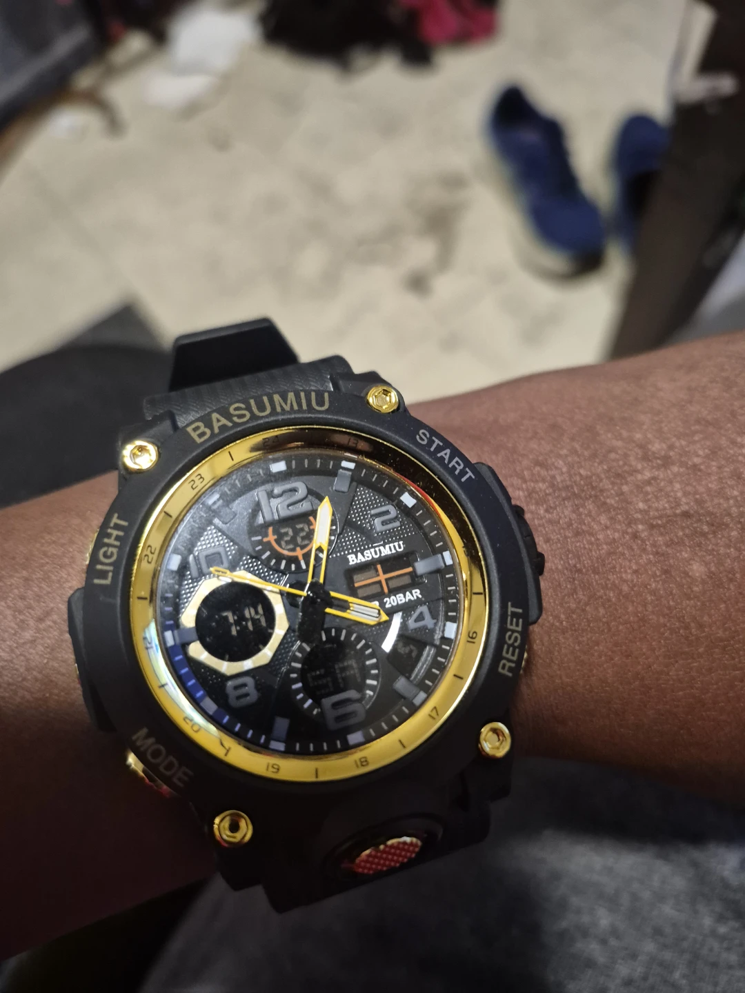 BASUMIU Black and Gold Analog Digital Watch - photo 3