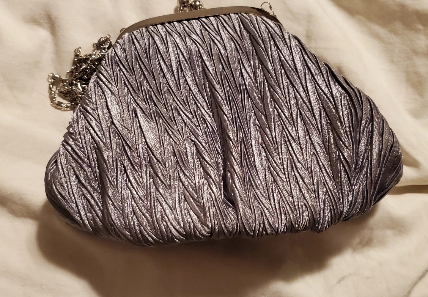 Silver clutch purse with bow - photo 5