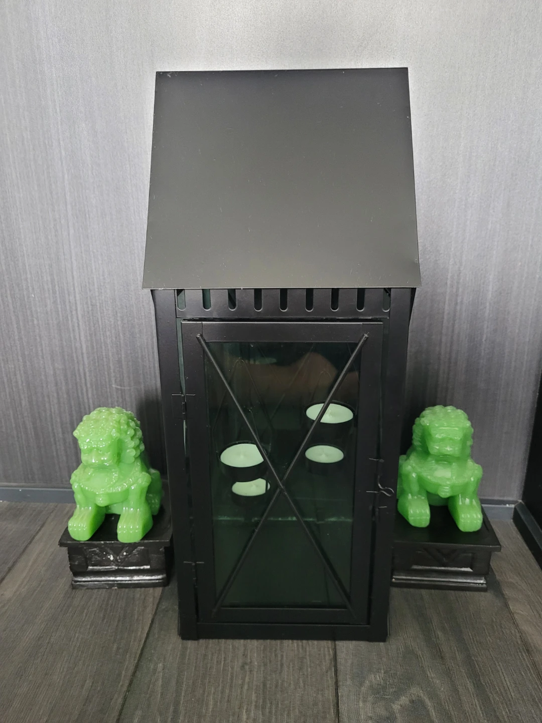 Black Metal Lantern with Hanging Tealight Holders - photo 2