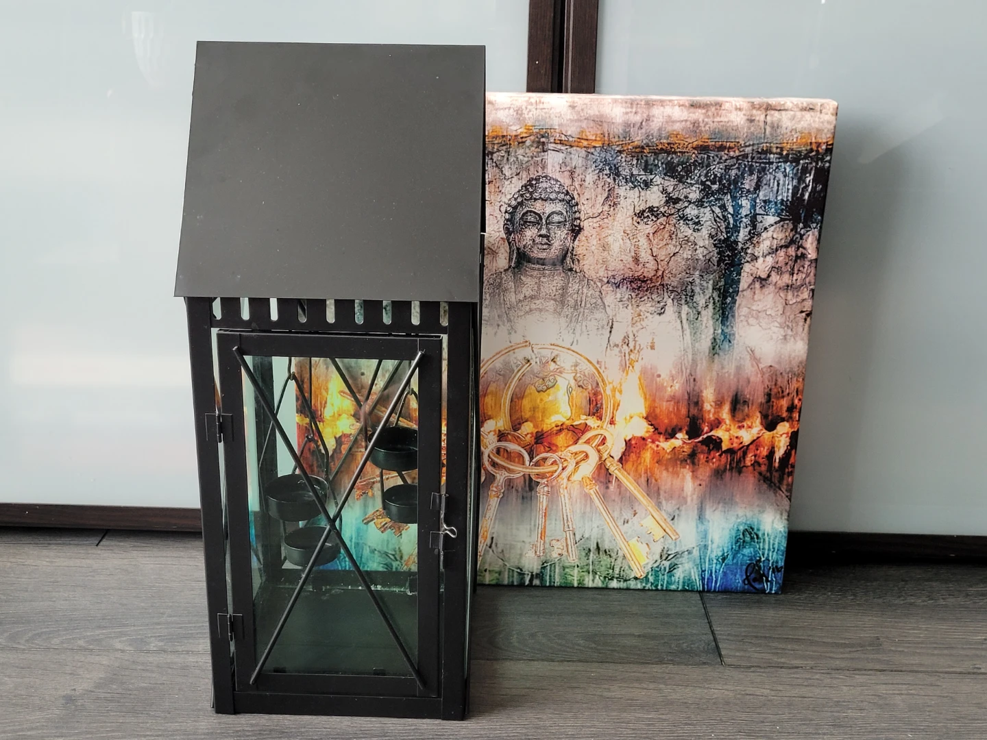 Black Metal Lantern with Hanging Tealight Holders - photo 5