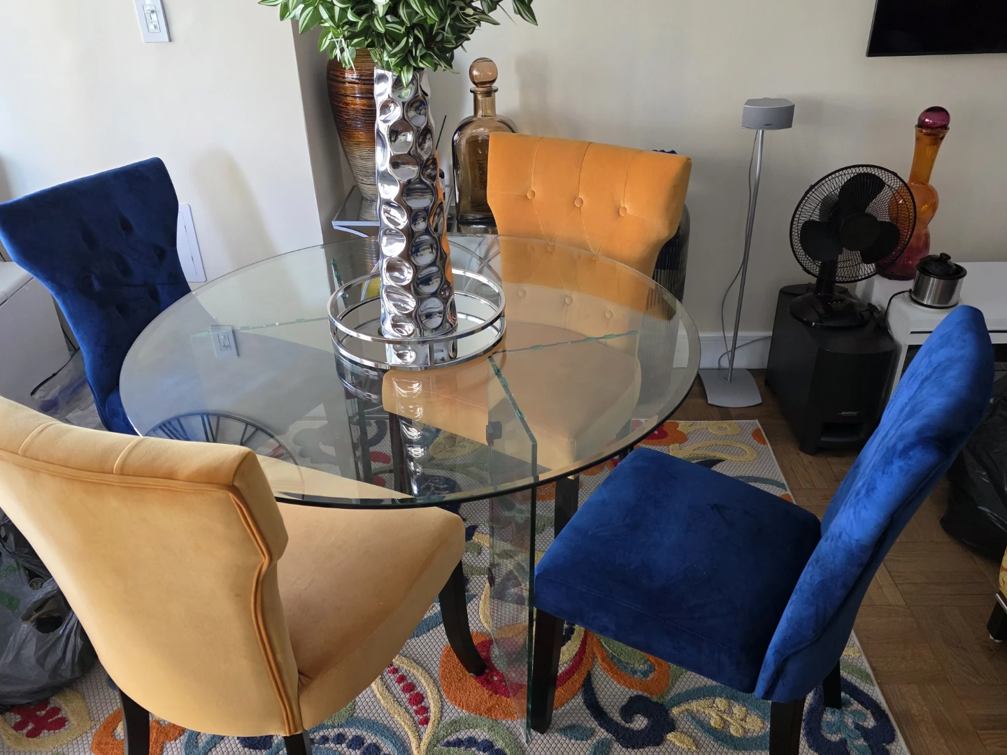 Glass Round Dining Table with 4 Chairs - photo 3
