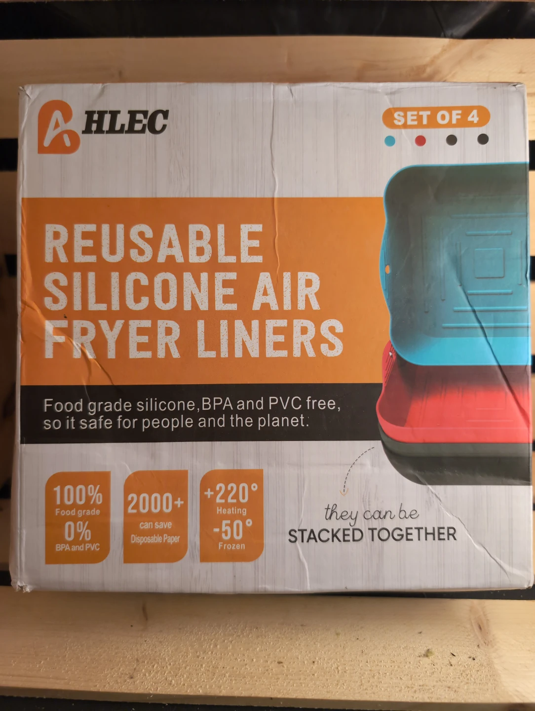 AHLEC Reusable Silicone Air Fryer Liners - Set of 4