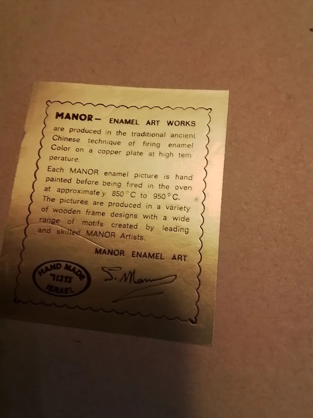 Manor Enamel Art Works Framed Picture - photo 4