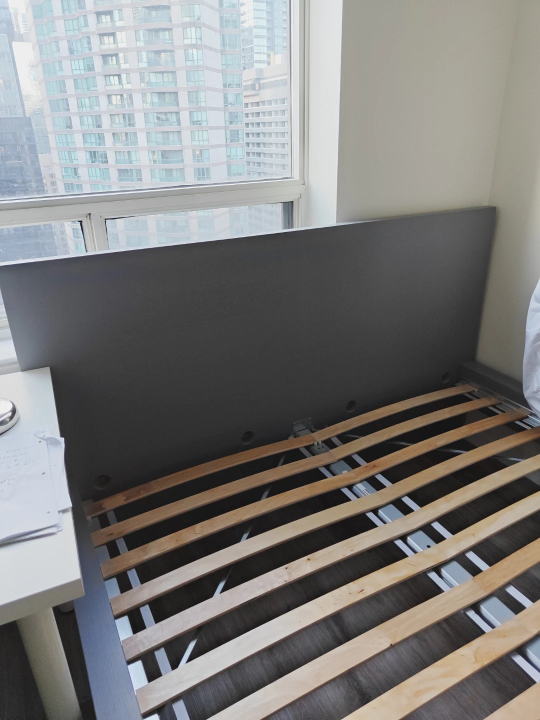 Queen size IKEA Grey Platform Bed Frame with Headboard - photo 2