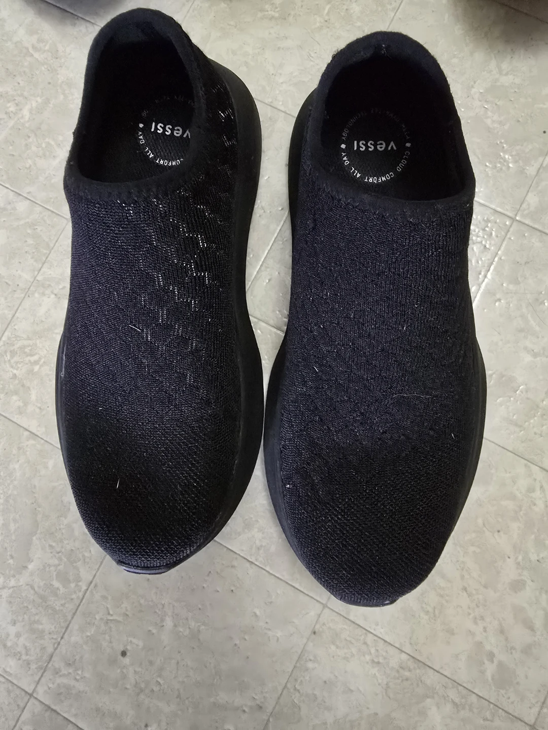 Vessi Black Knit Slip-On Shoes everyday