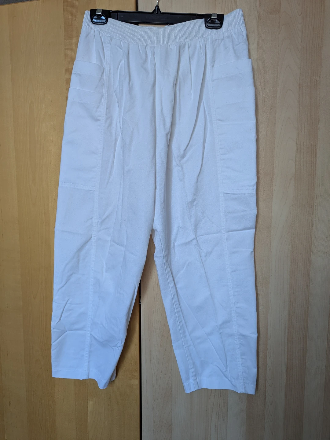White Elastic Waist Pants Women Large