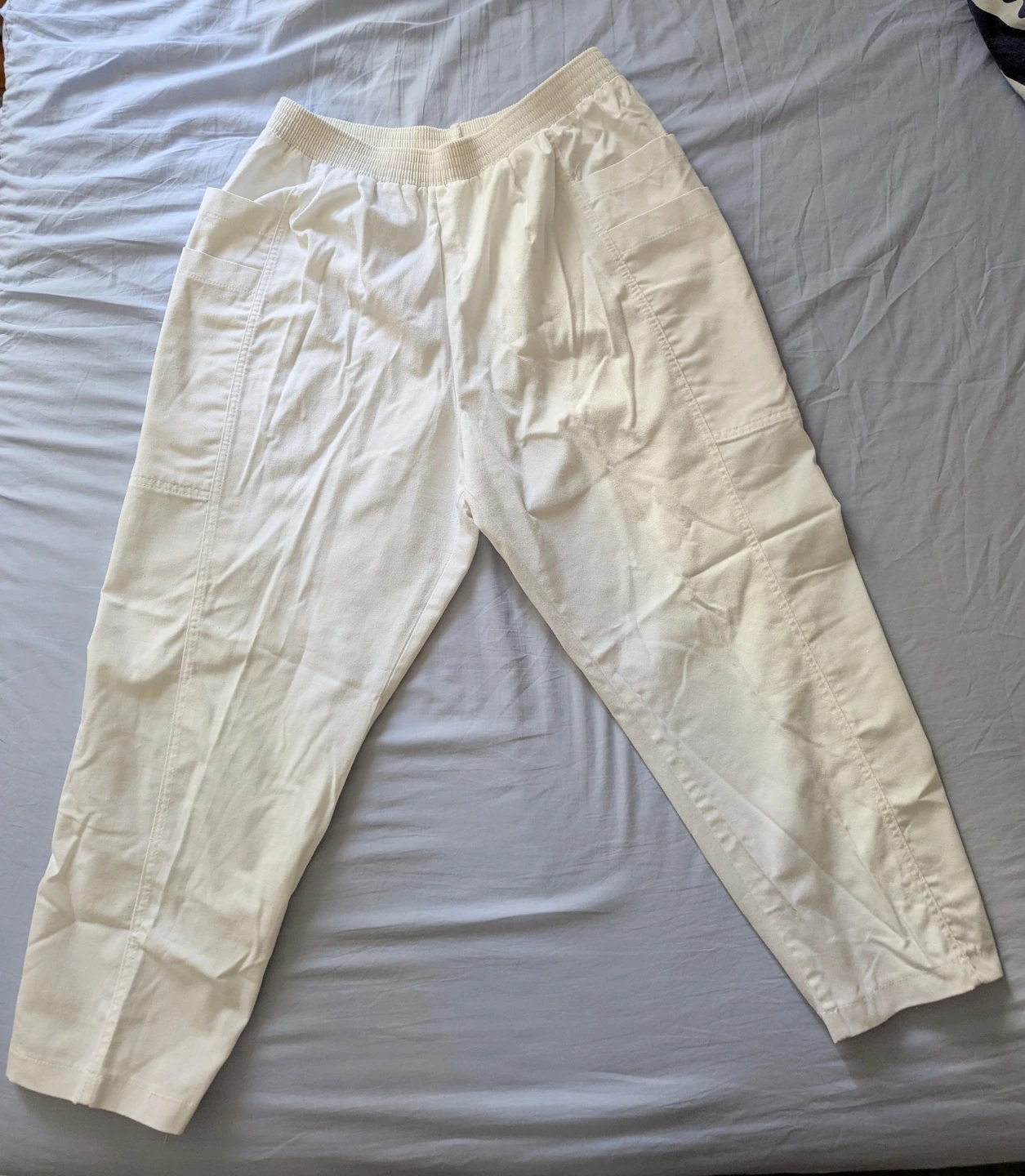 White Elastic Waist Pants Women Large - photo 3