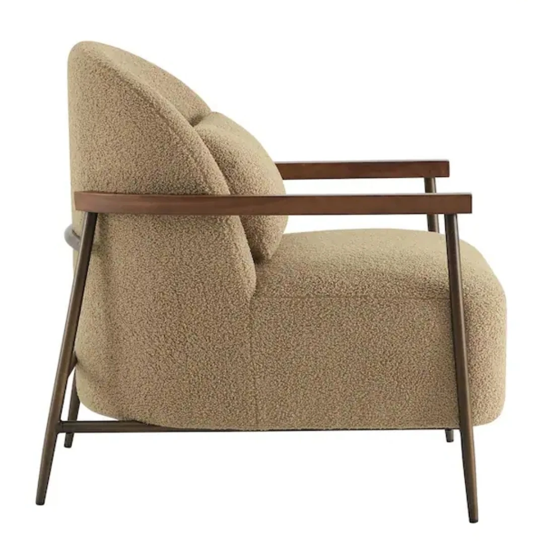 Boucle Armchair with Wooden Frame - photo 4