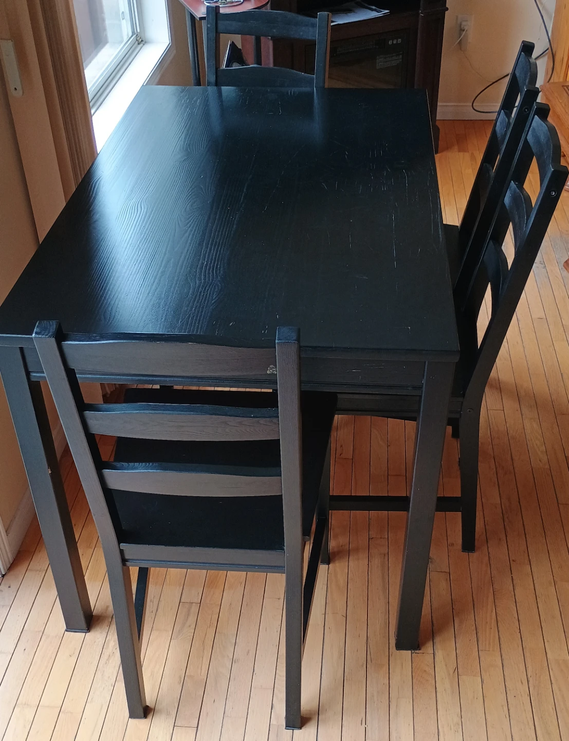 Black Dining Table Set with 4 Chairs