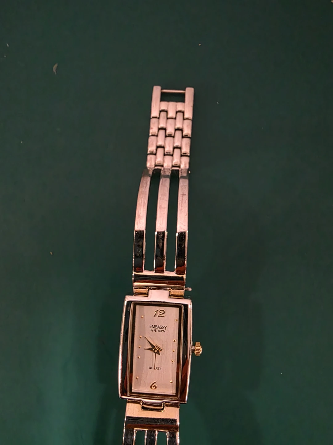 Gruen Embassy Quartz Watch Silver Tone Rectangle Bracelet - photo 2