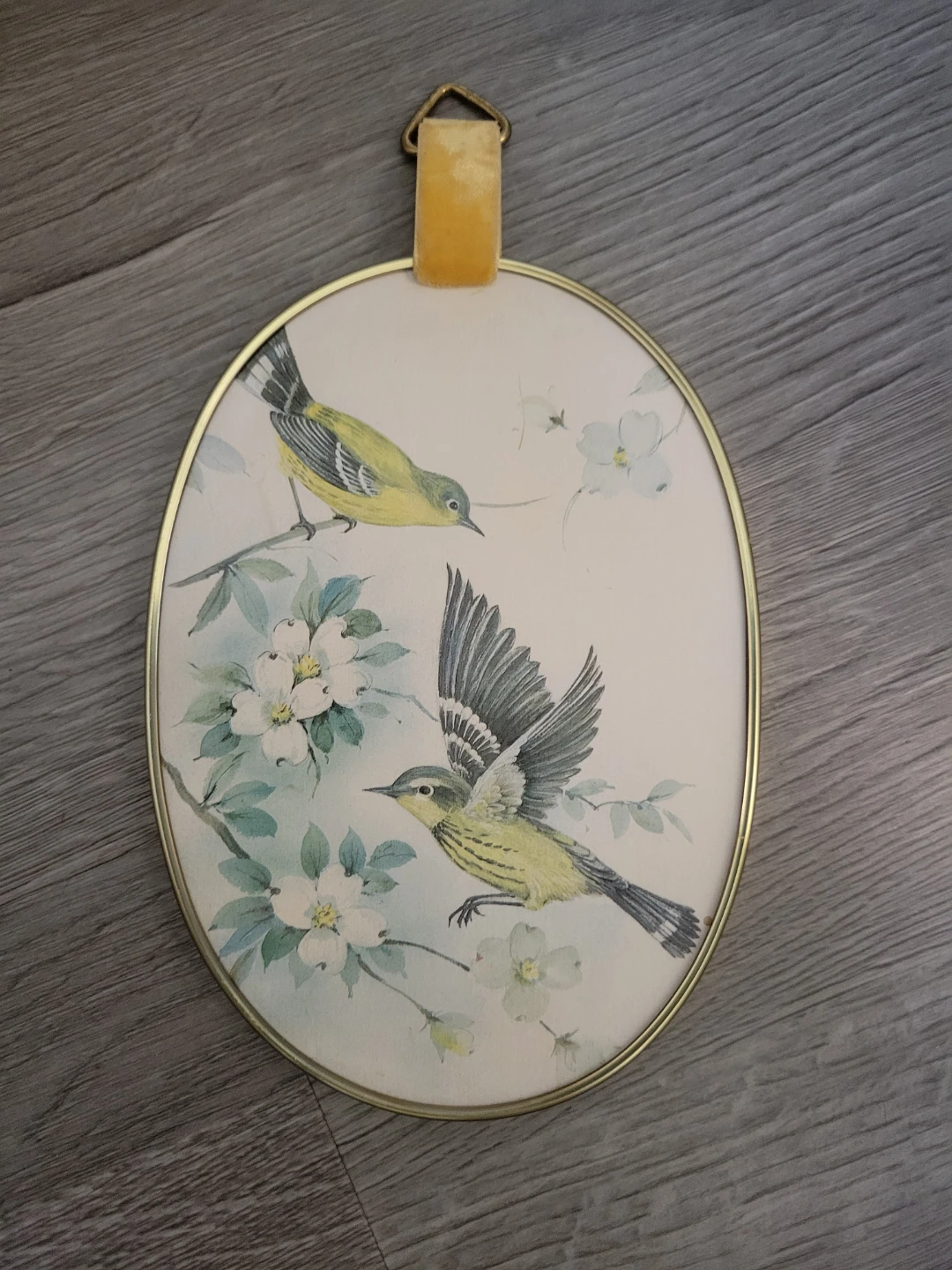 Vintage Oval Framed Picture with Birds