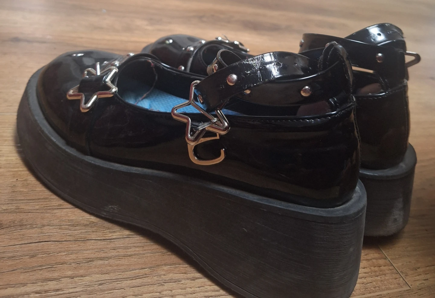 Black Platform Mary Janes with Star Buckles - photo 4