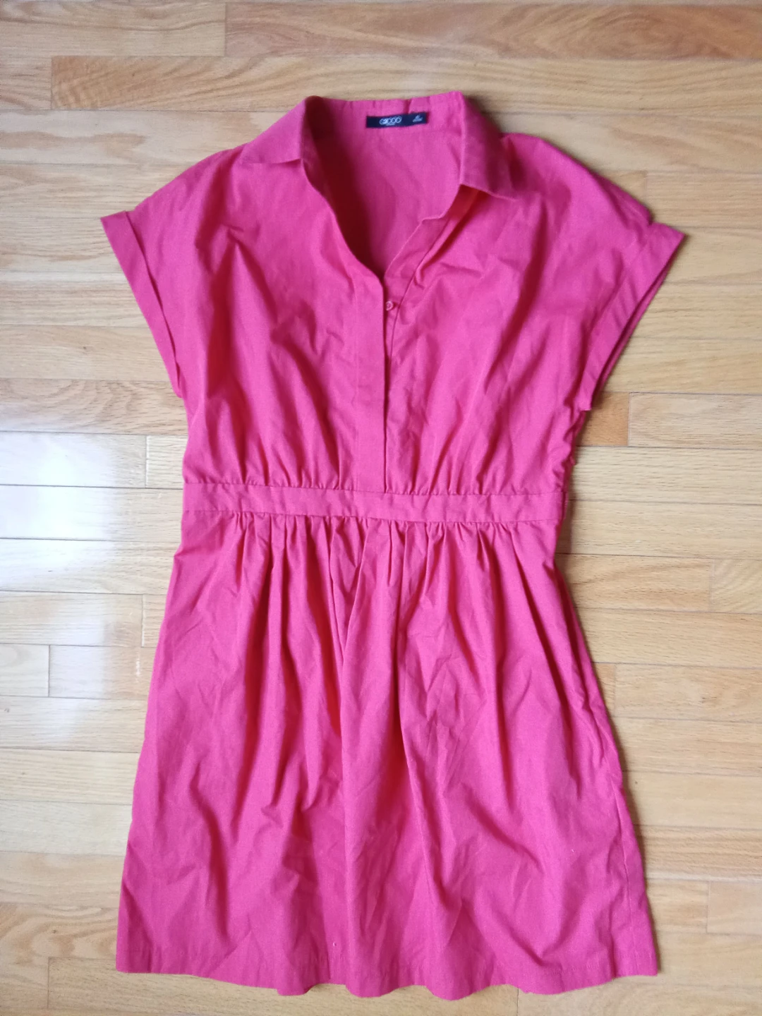 Salmon Pink Short-Sleeve Button-Up Dress Size S/M