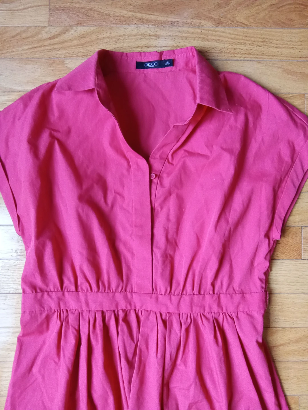 Salmon Pink Short-Sleeve Button-Up Dress Size S/M - photo 3