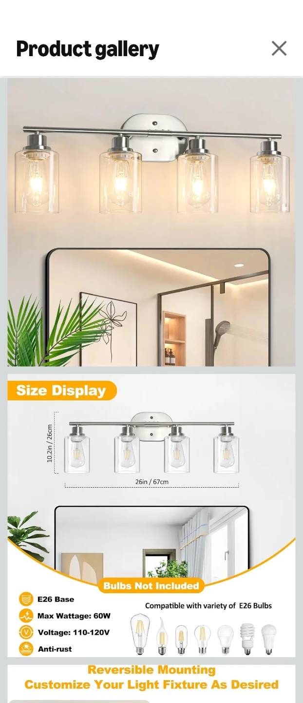 4-Light Bathroom Vanity Light Fixture