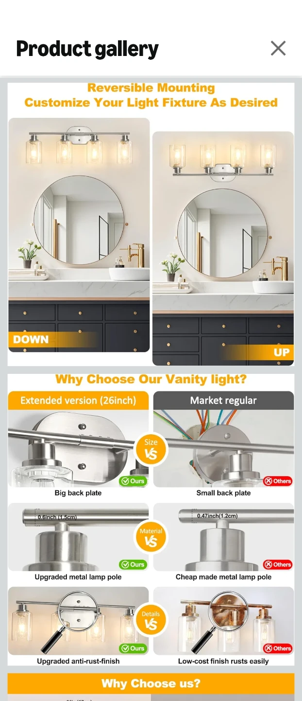 4-Light Bathroom Vanity Light Fixture - photo 2